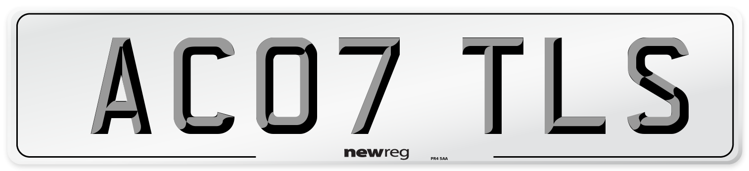 AC07 TLS Number Plate from New Reg